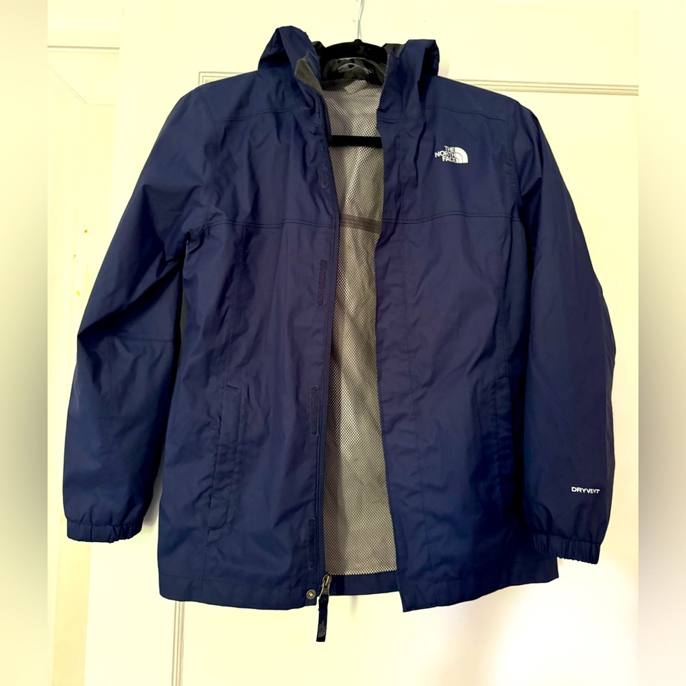 The North Face Boys HyVent Jacket Waterproof Hooded Navy Medium 10-12